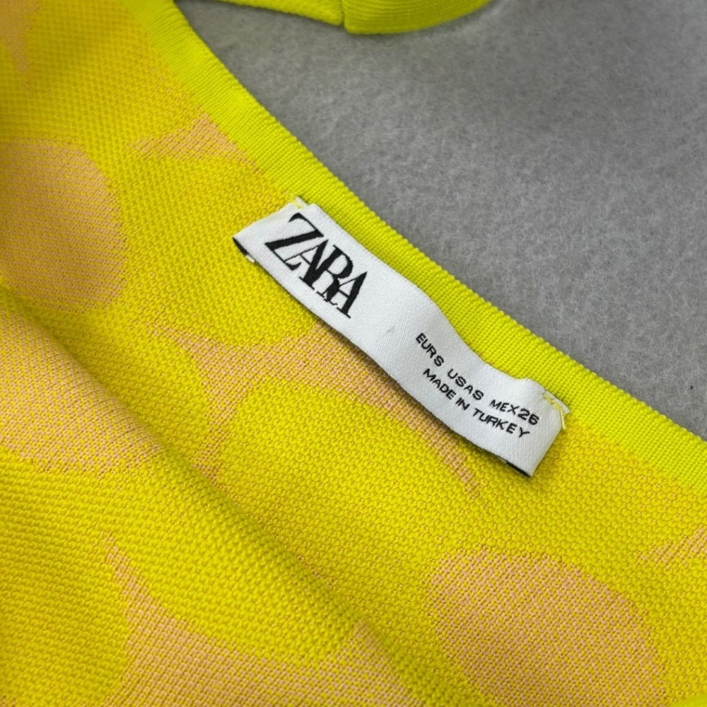 Zara Small Knit Dress Yellow Pink Floral Sleeveless Mini dress retro 60s 70s‎ - Picture 4 of 8